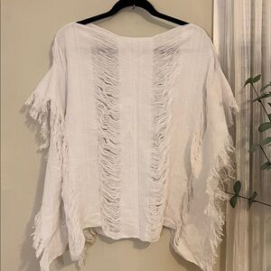 Elegant Mexican White Fringed Women's Top